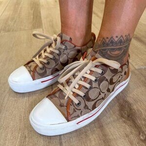 Y2K Vintage COACH Signature C Logo Sneakers, Women's Cheer Coach Shoes (US 7)